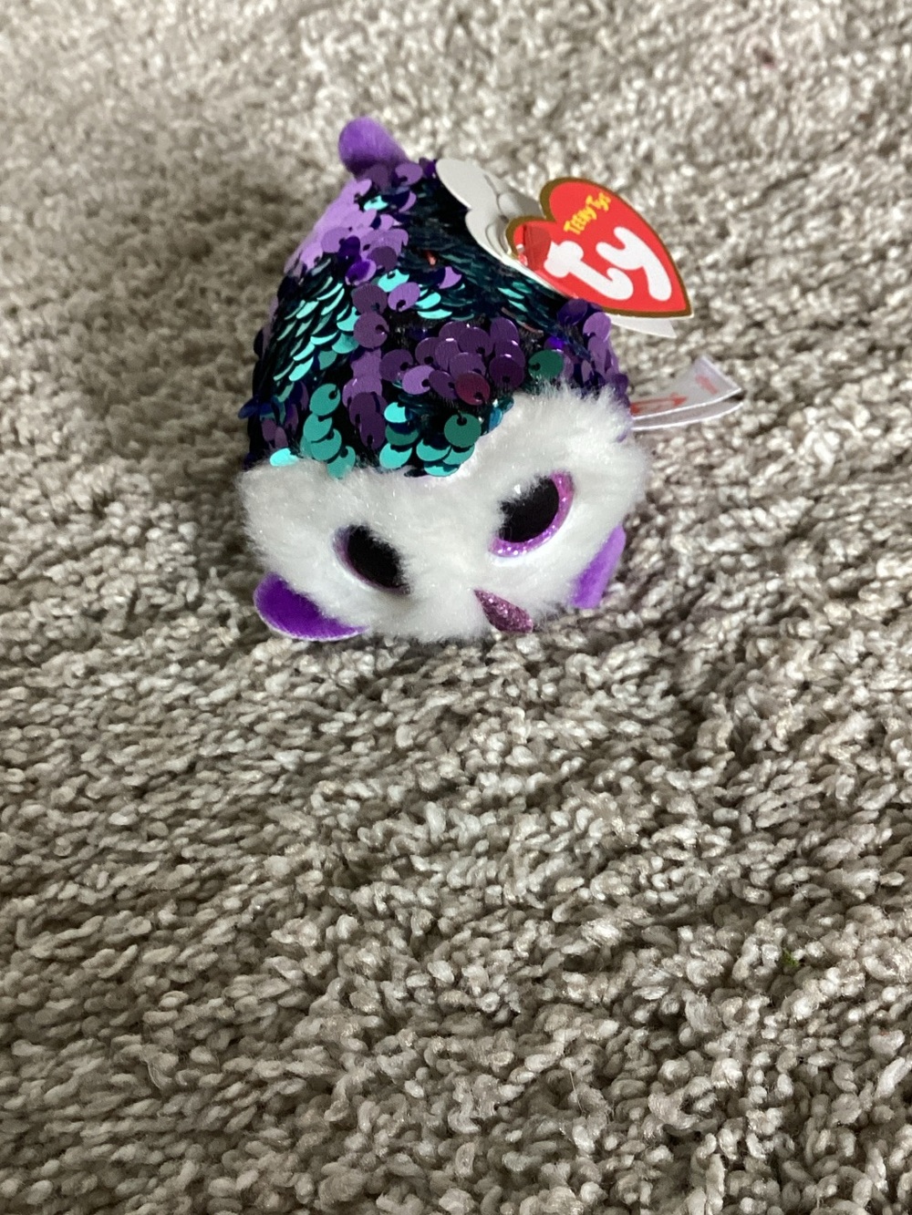 Ty Sequin Owl Plush - Purple, Teal & White
